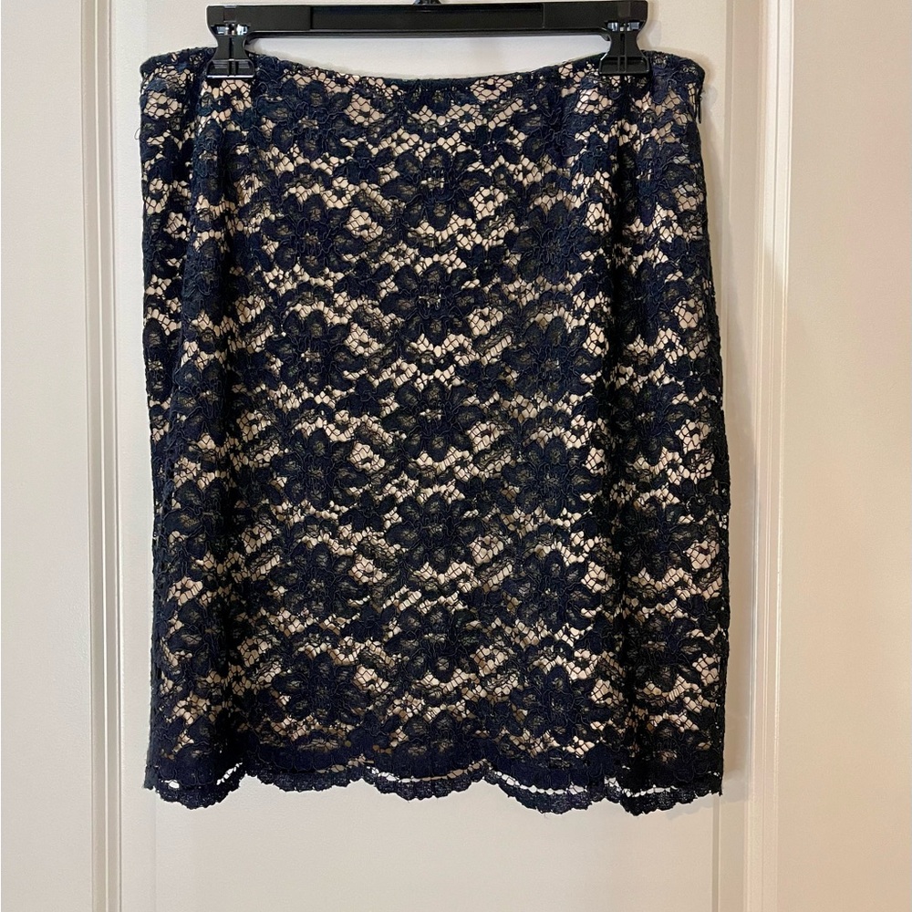 Inc Black Lace Skirt with Beige Lining Size 12